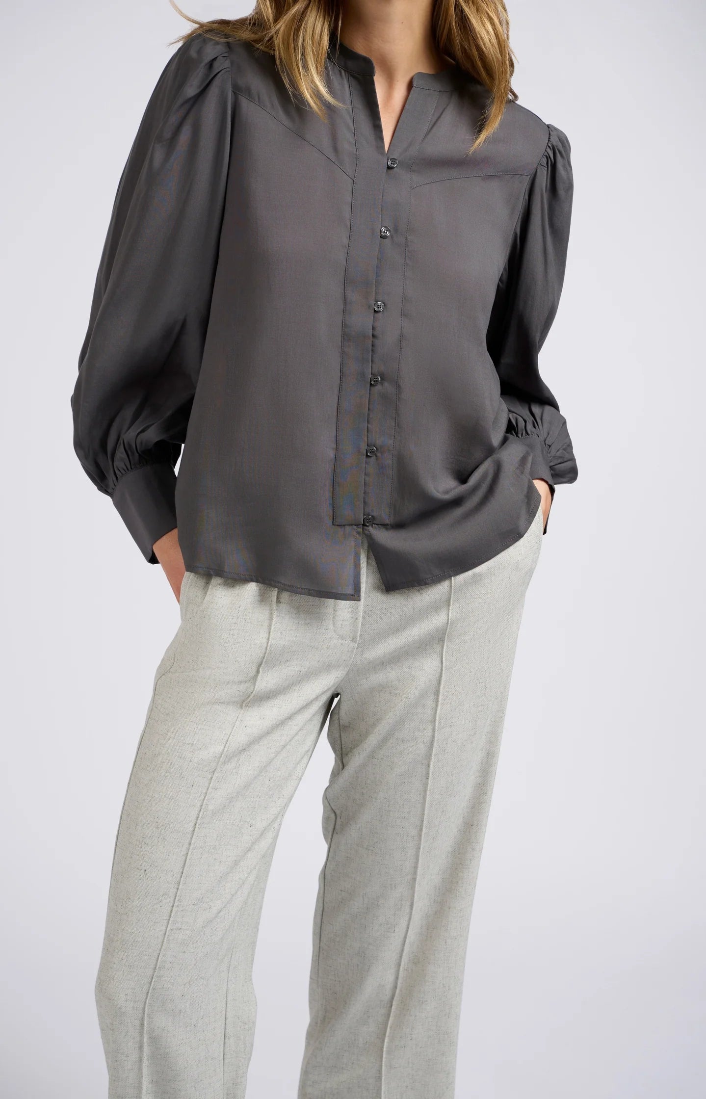 YAYA Blouse with Balloon Sleeves