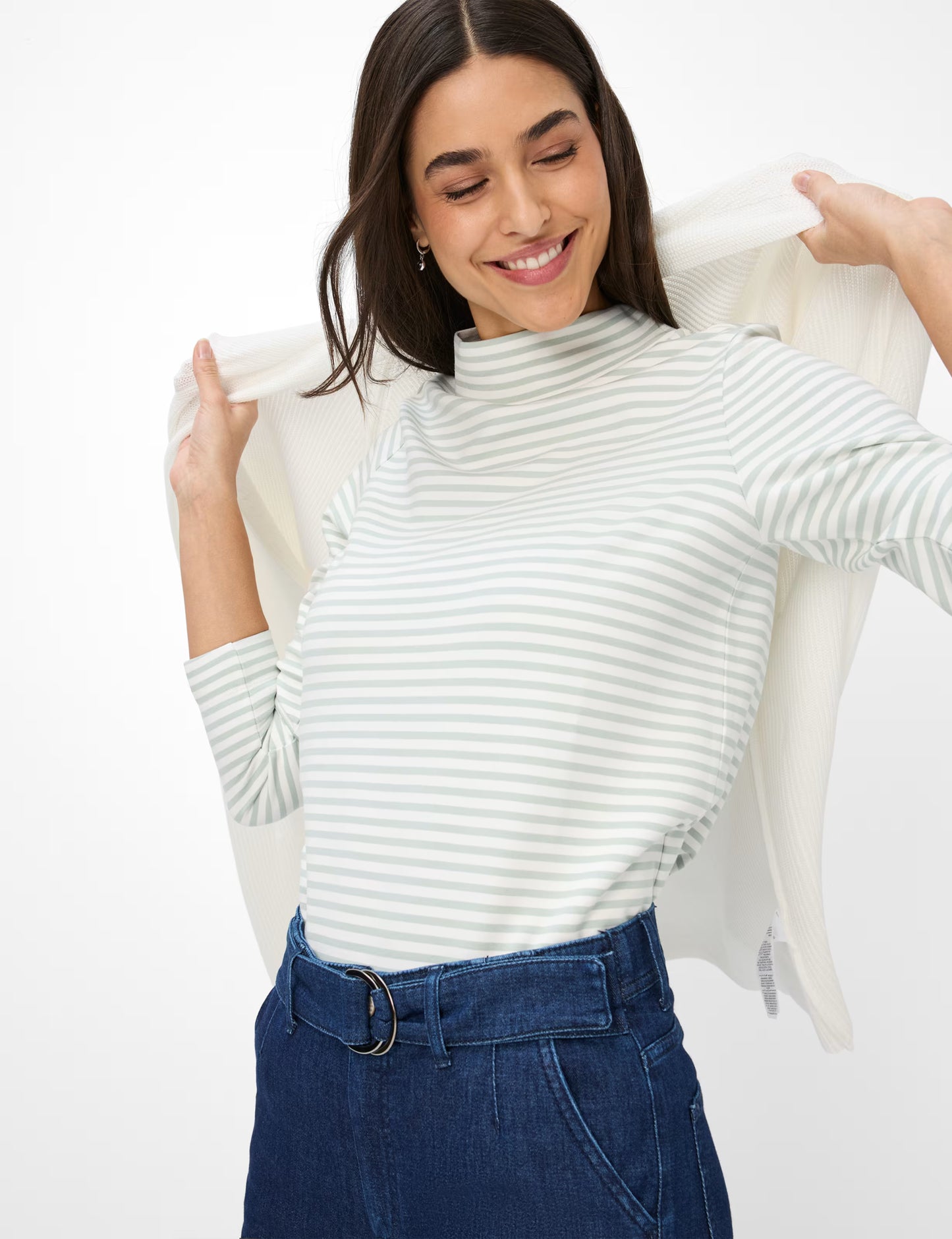 Brax Bonnie Stripe Jersey Crew Neck Top