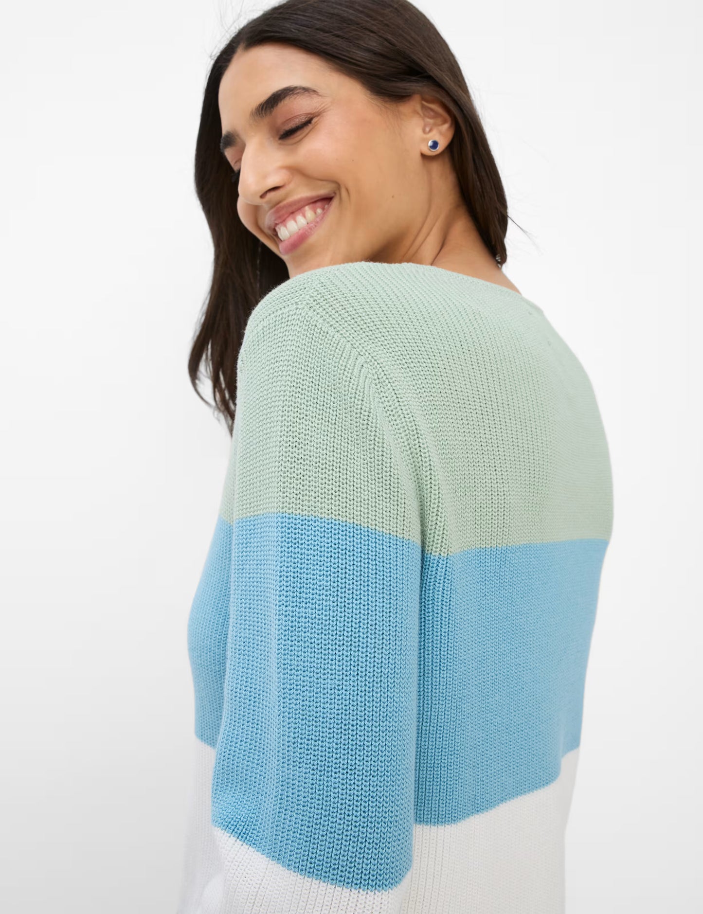 Brax Leslie Cotton Knit Colour Block Sweater