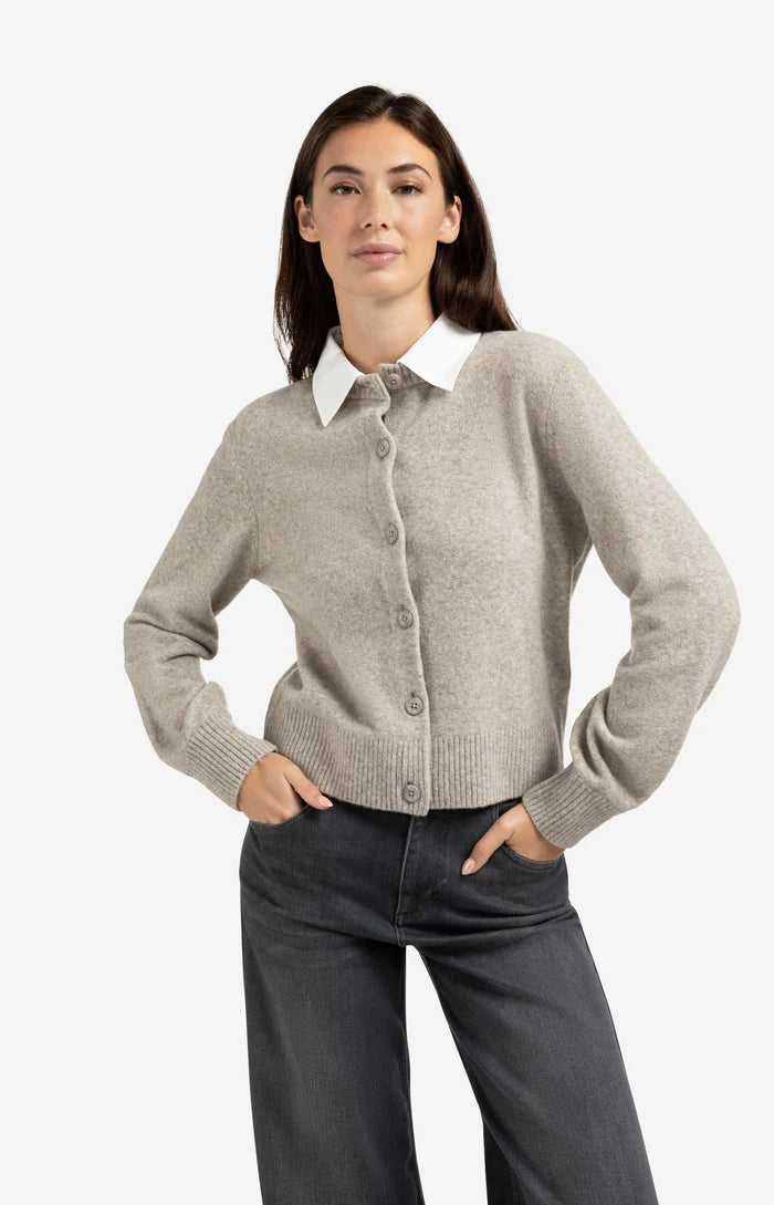 YAYA Cardigan with Detachable Collar