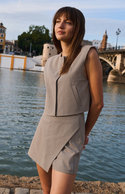 YAYA Checkered Woven Gilet