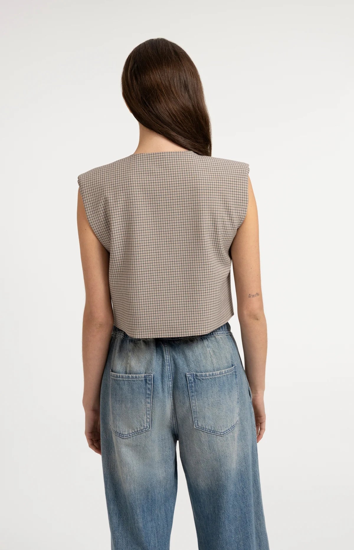 YAYA Checkered Woven Gilet