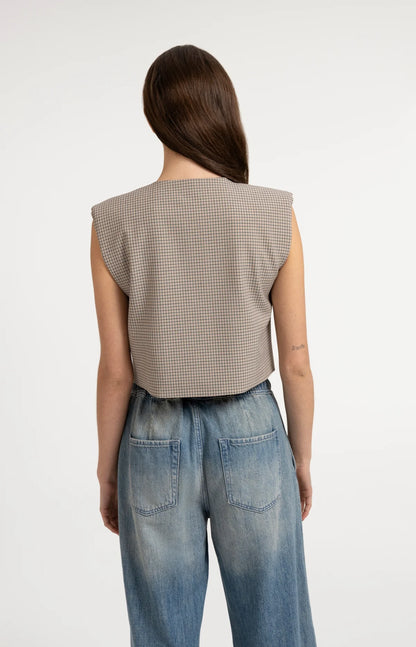 YAYA Checkered Woven Gilet