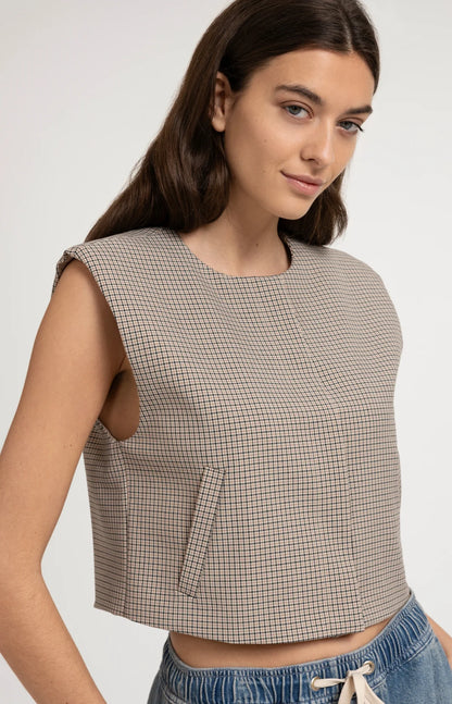 YAYA Checkered Woven Gilet