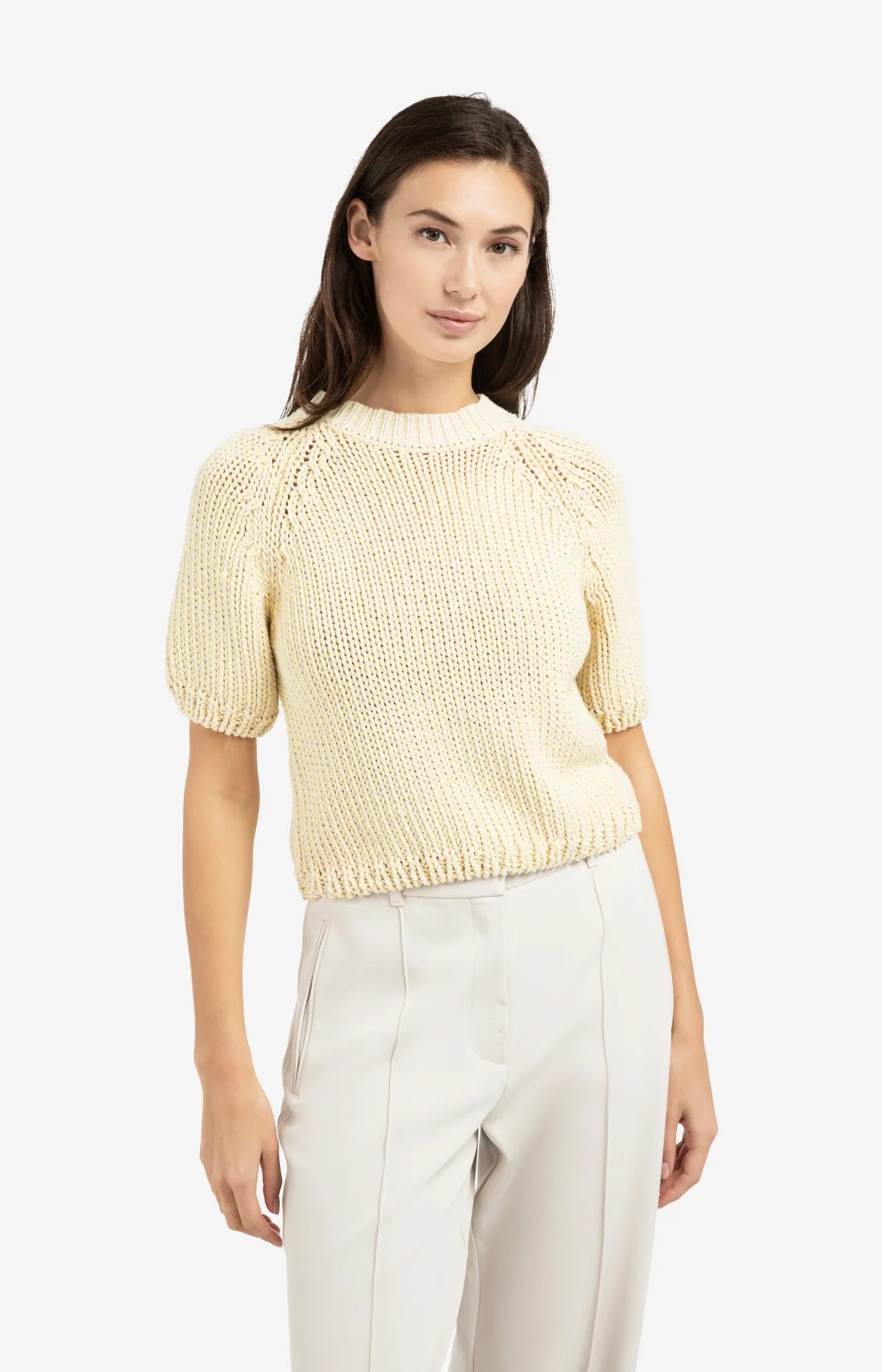 YAYA Heavy Knit Short Sleeve Sweater