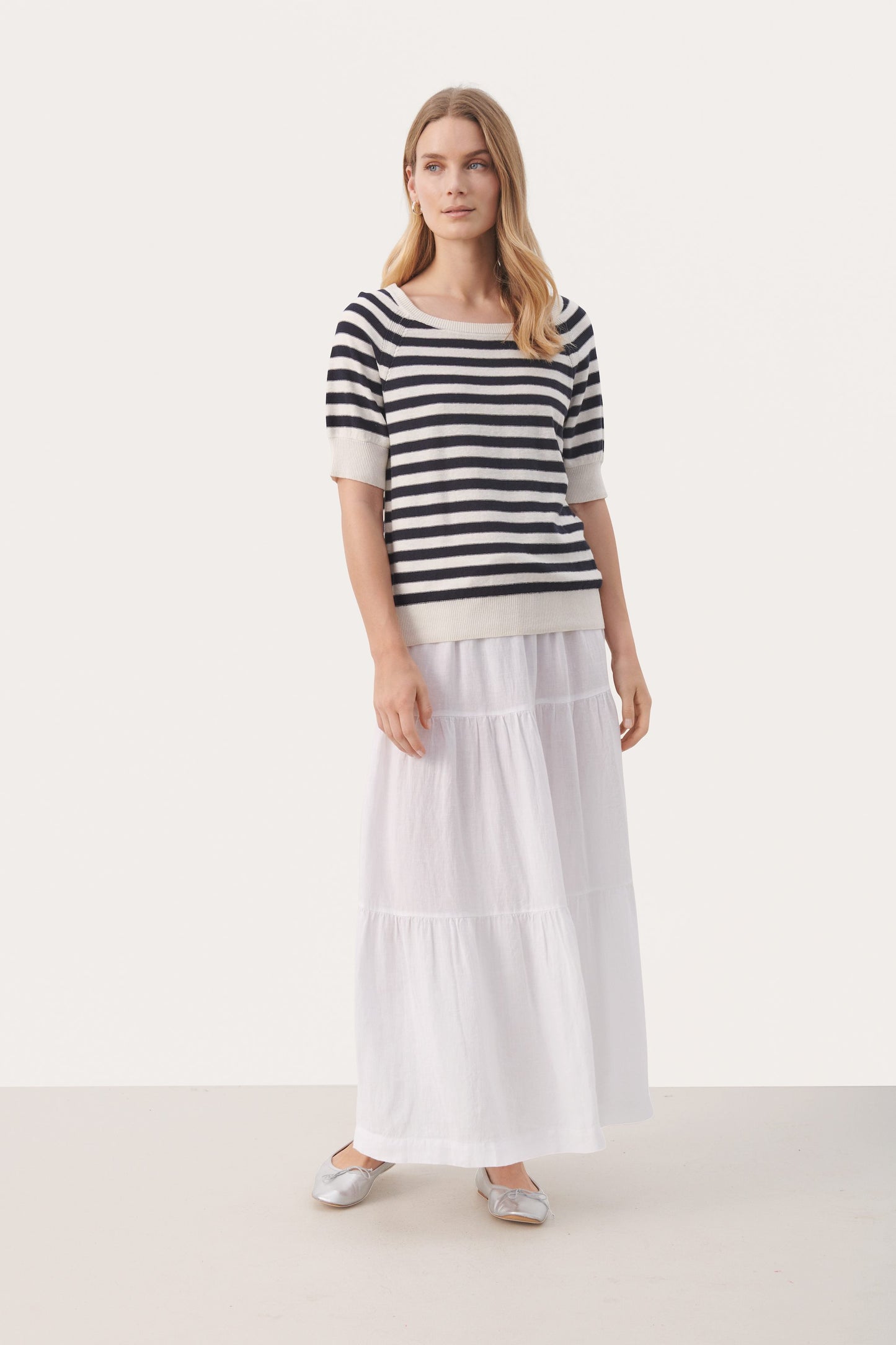 Part Two Glennie Stripe Linen/Cotton Knit Top