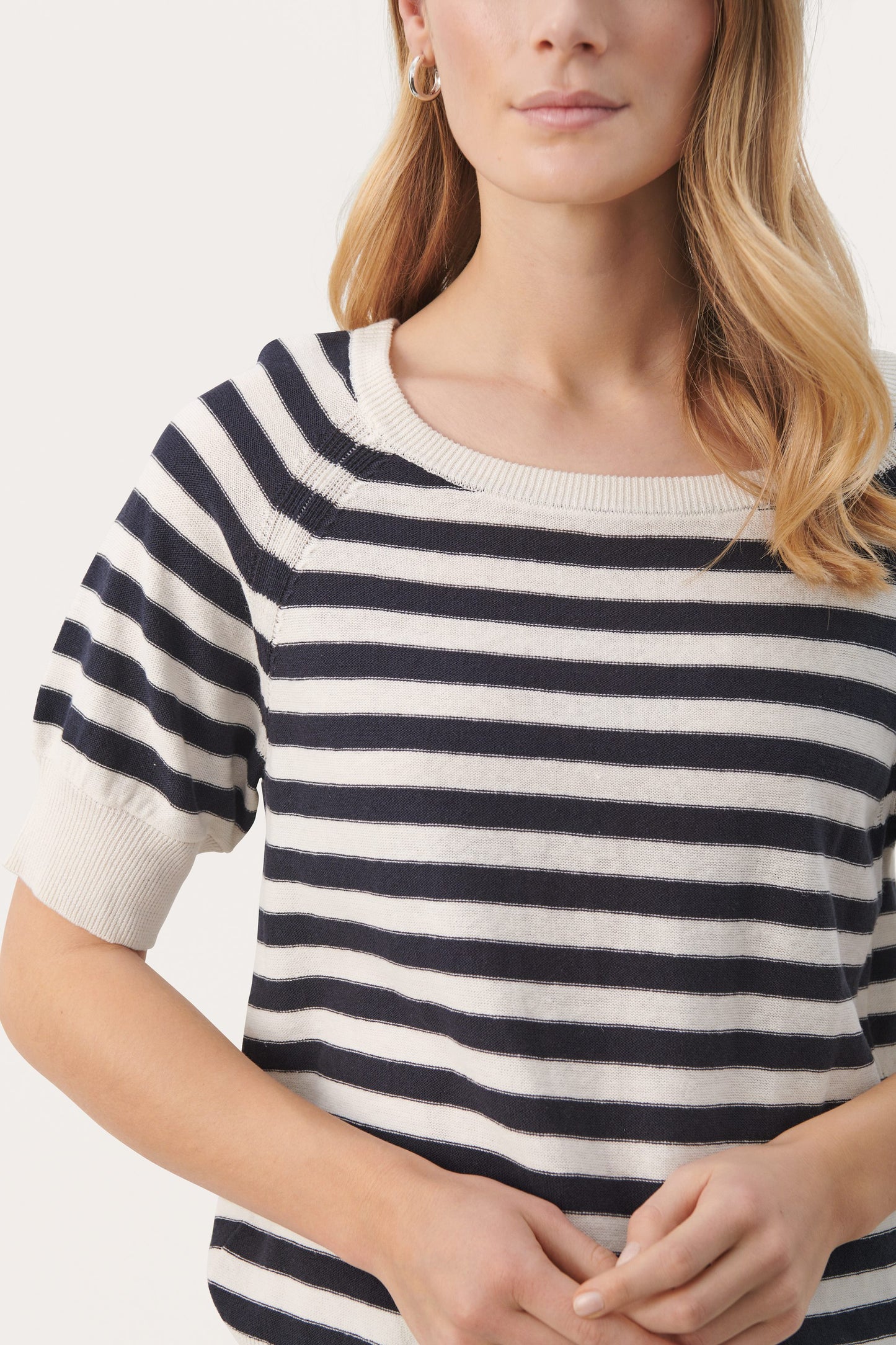 Part Two Glennie Stripe Linen/Cotton Knit Top