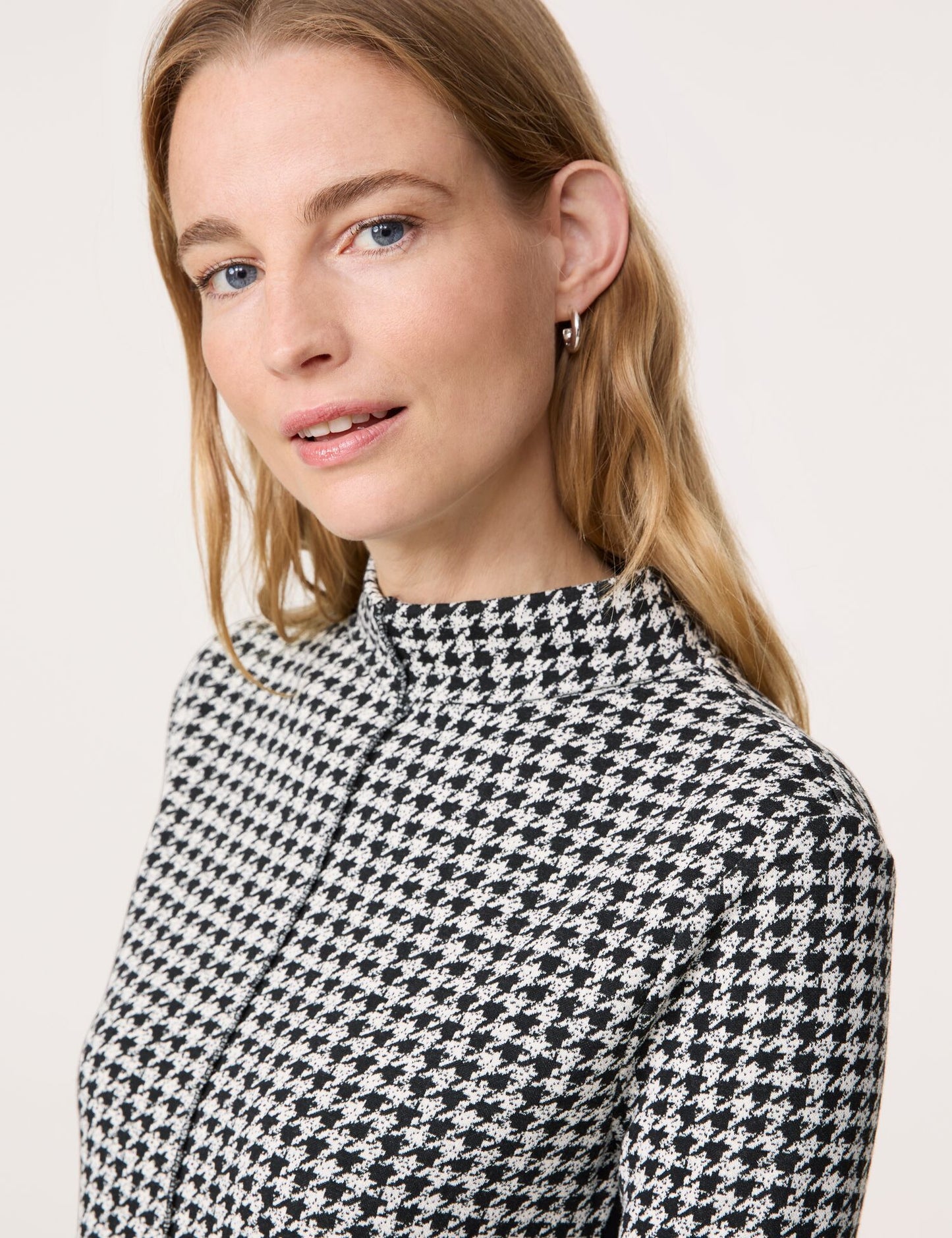 Gerry Weber Mock Neck Houndstooth Print Dress