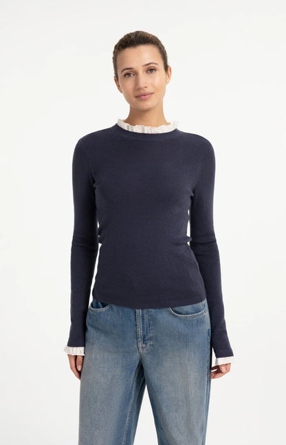 YAYA Ruffle Detail Sweater