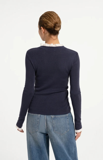 YAYA Ruffle Detail Sweater