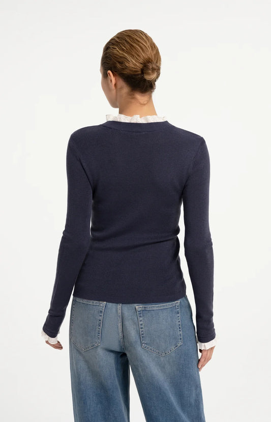 YAYA Ruffle Detail Sweater