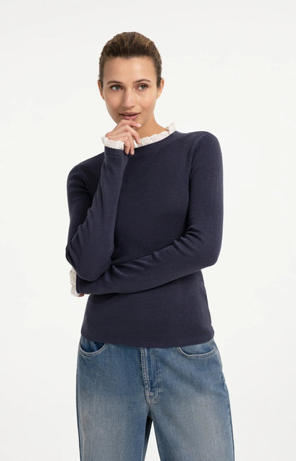 YAYA Ruffle Detail Sweater
