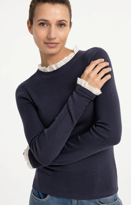 YAYA Ruffle Detail Sweater