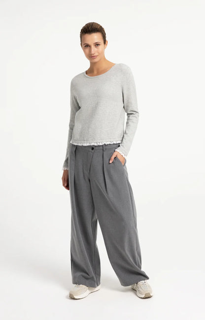 YAYA Fine Yarn Sweater with Ruffle Cuff