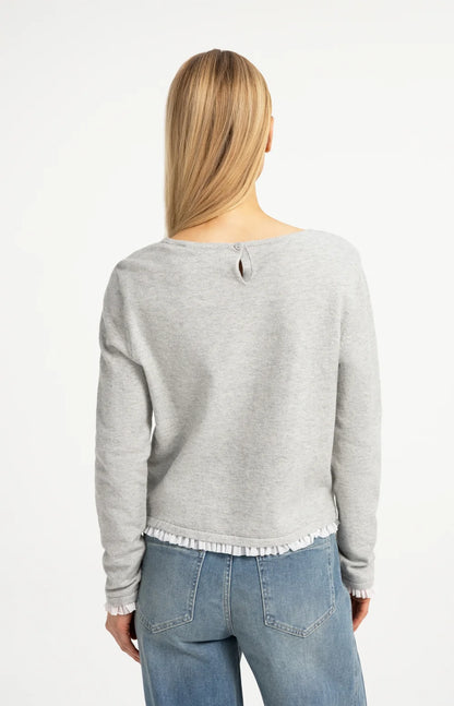 YAYA Fine Yarn Sweater with Ruffle Cuff