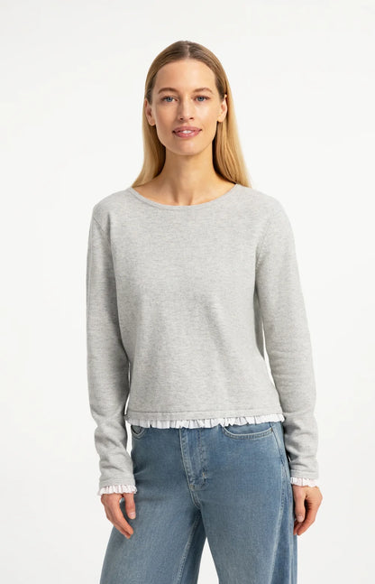 YAYA Fine Yarn Sweater with Ruffle Cuff