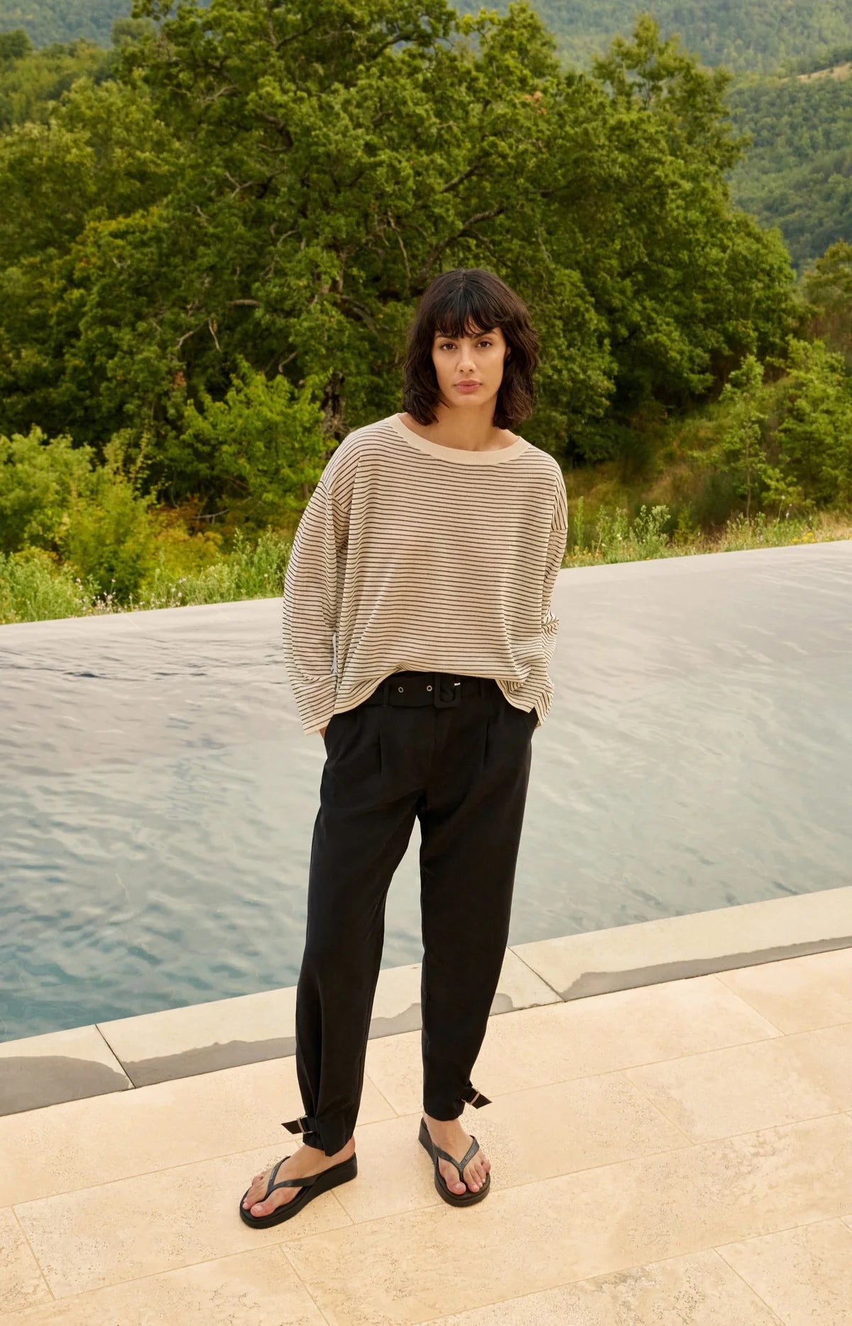 YAYA Fine Knit Stripe Sweater