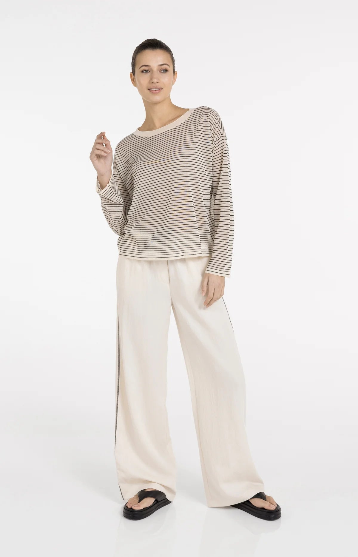 YAYA Fine Knit Stripe Sweater
