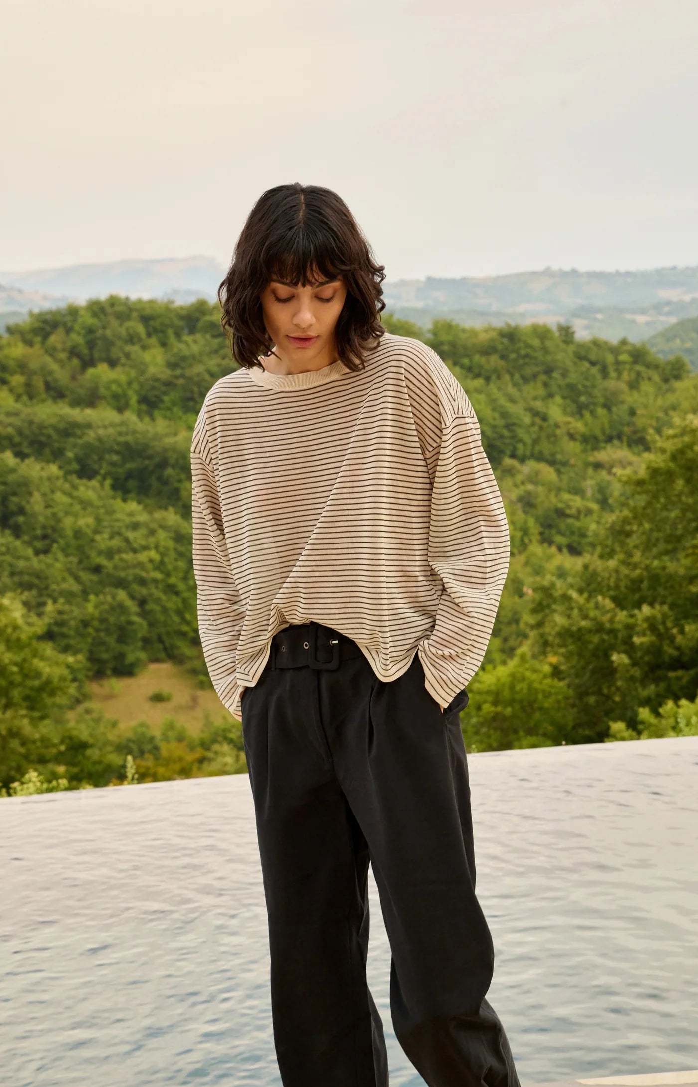 YAYA Fine Knit Stripe Sweater
