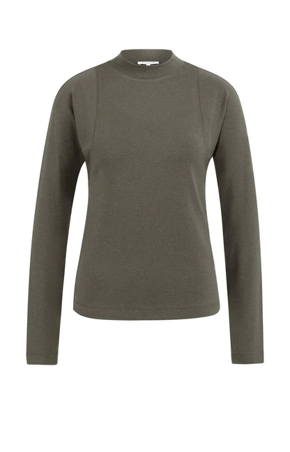YAYA Fitted Jersey Long Sleeve Mock Neck Top