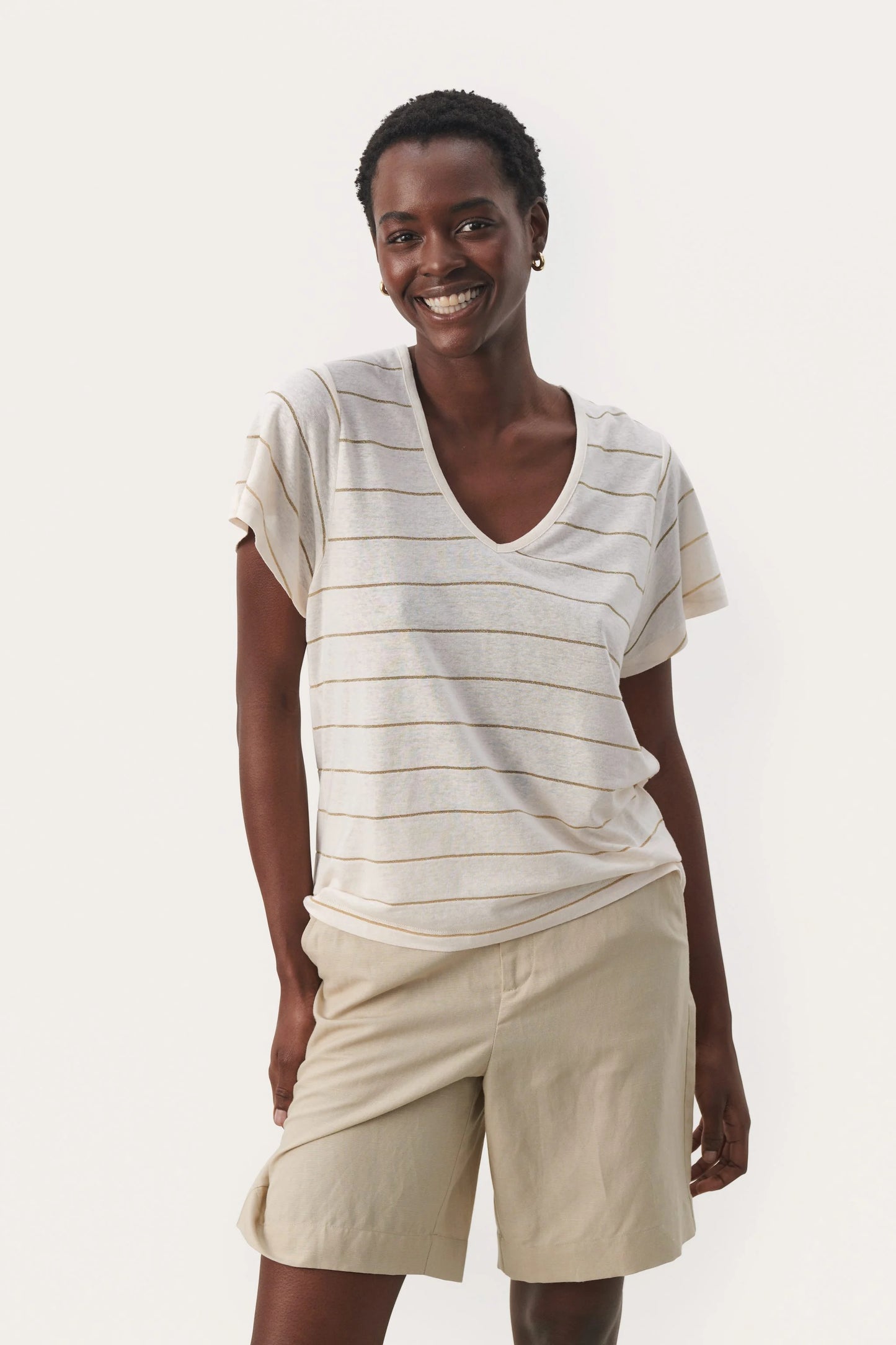 Part Two Gesigne Stripe Linen T-Shirt