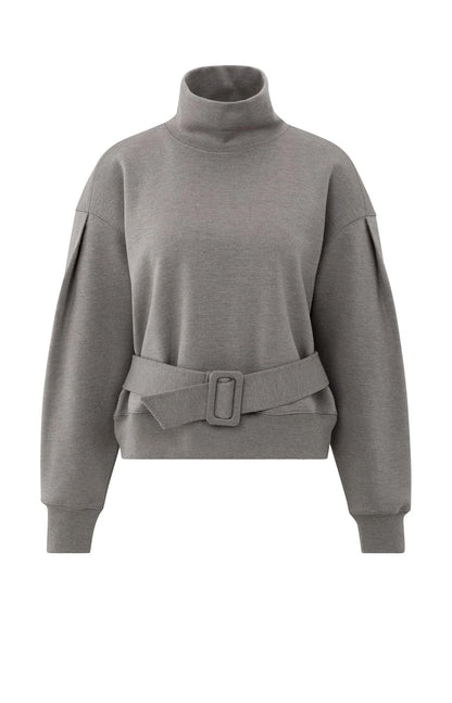 YAYA High Neck Belted Sweatshirt
