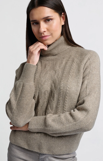 YAYA Cable Knit Turtleneck Sweater