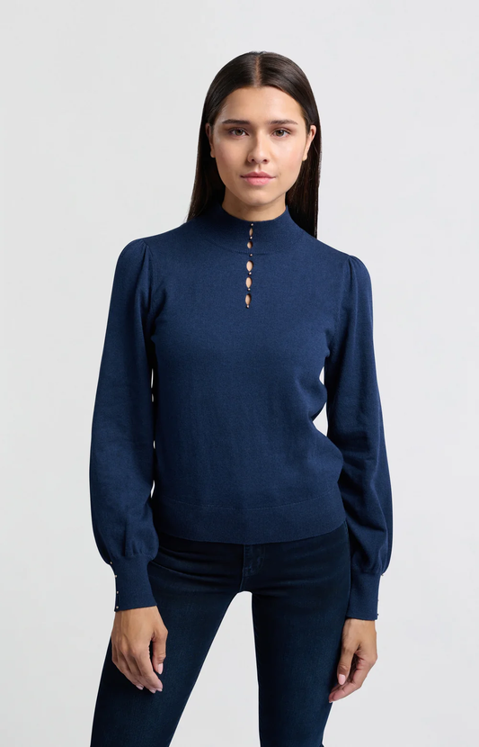 YAYA Soft Turtleneck with Button Detail