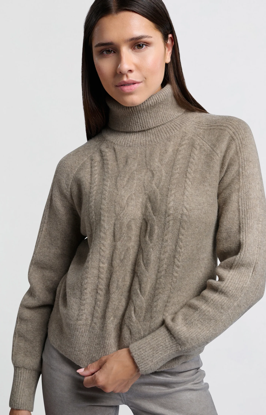 YAYA Cable Knit Turtleneck Sweater