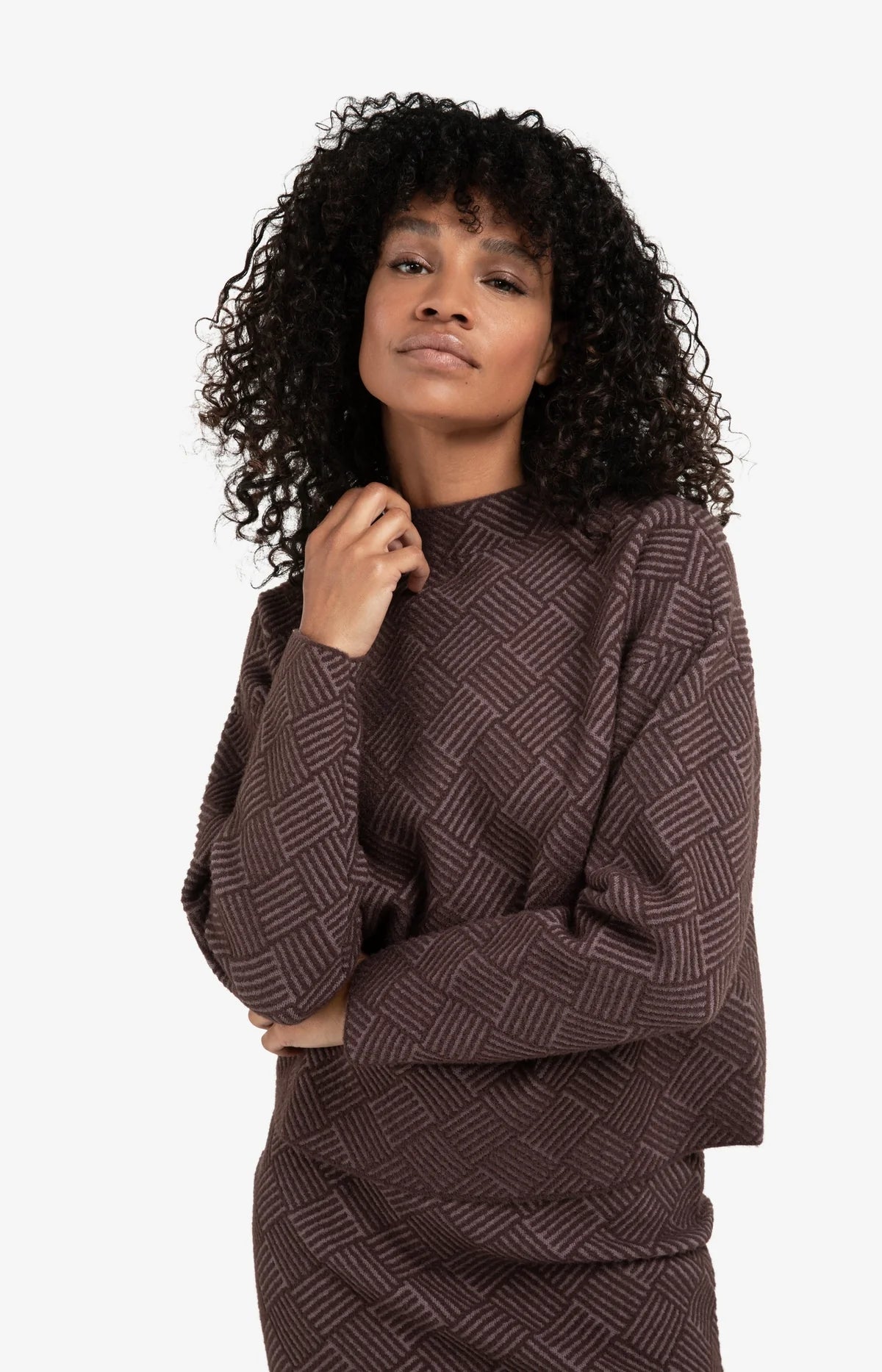 YAYA Jacquard Print Sweater