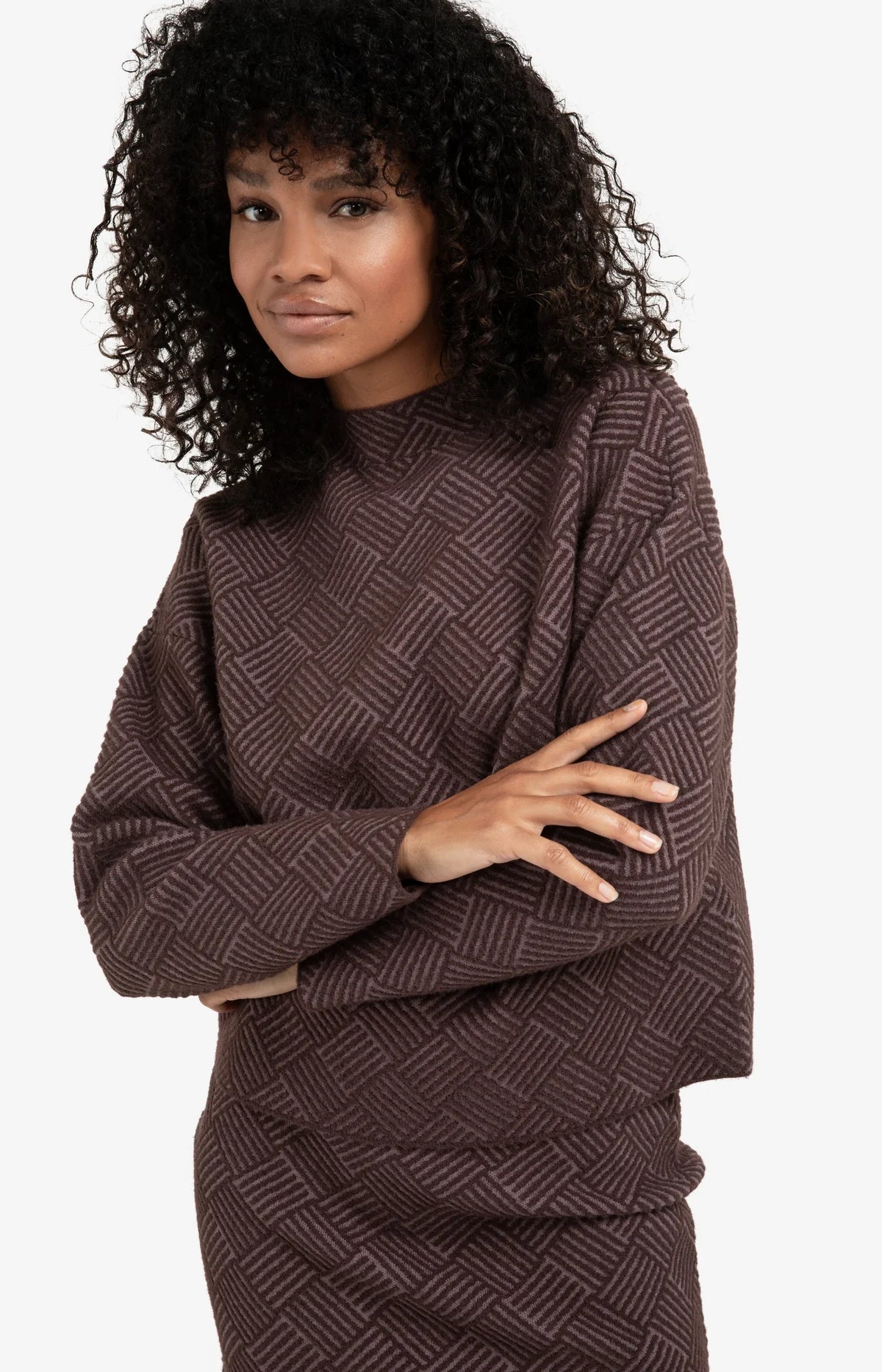 YAYA Jacquard Print Sweater