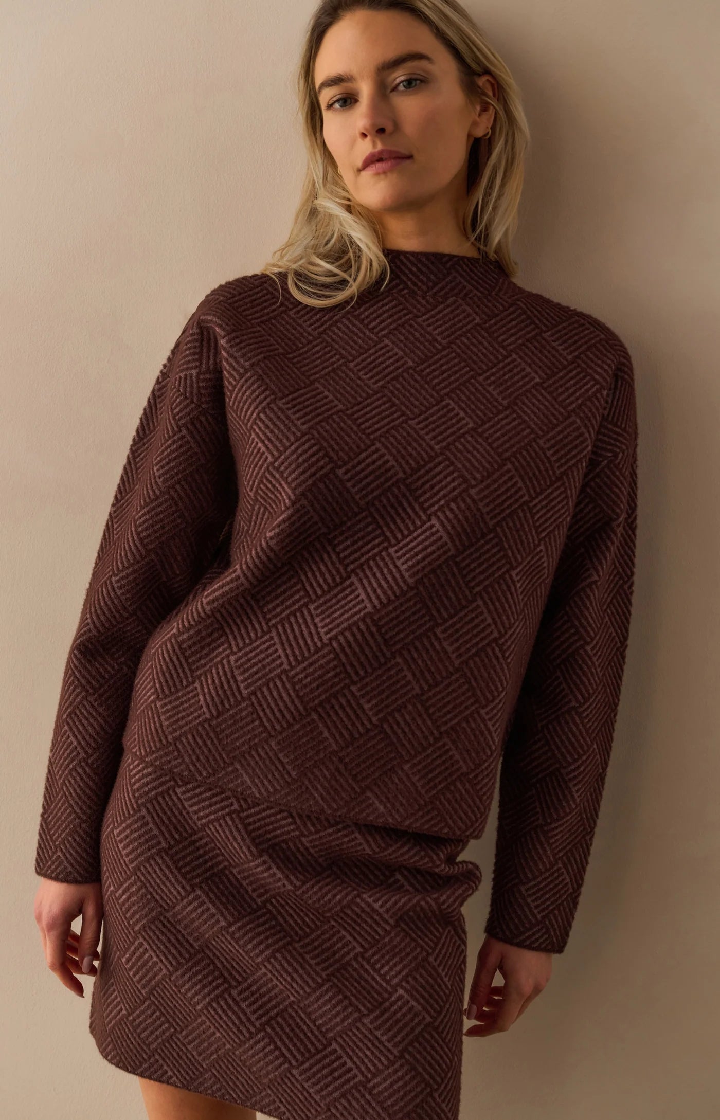 YAYA Jacquard Print Sweater