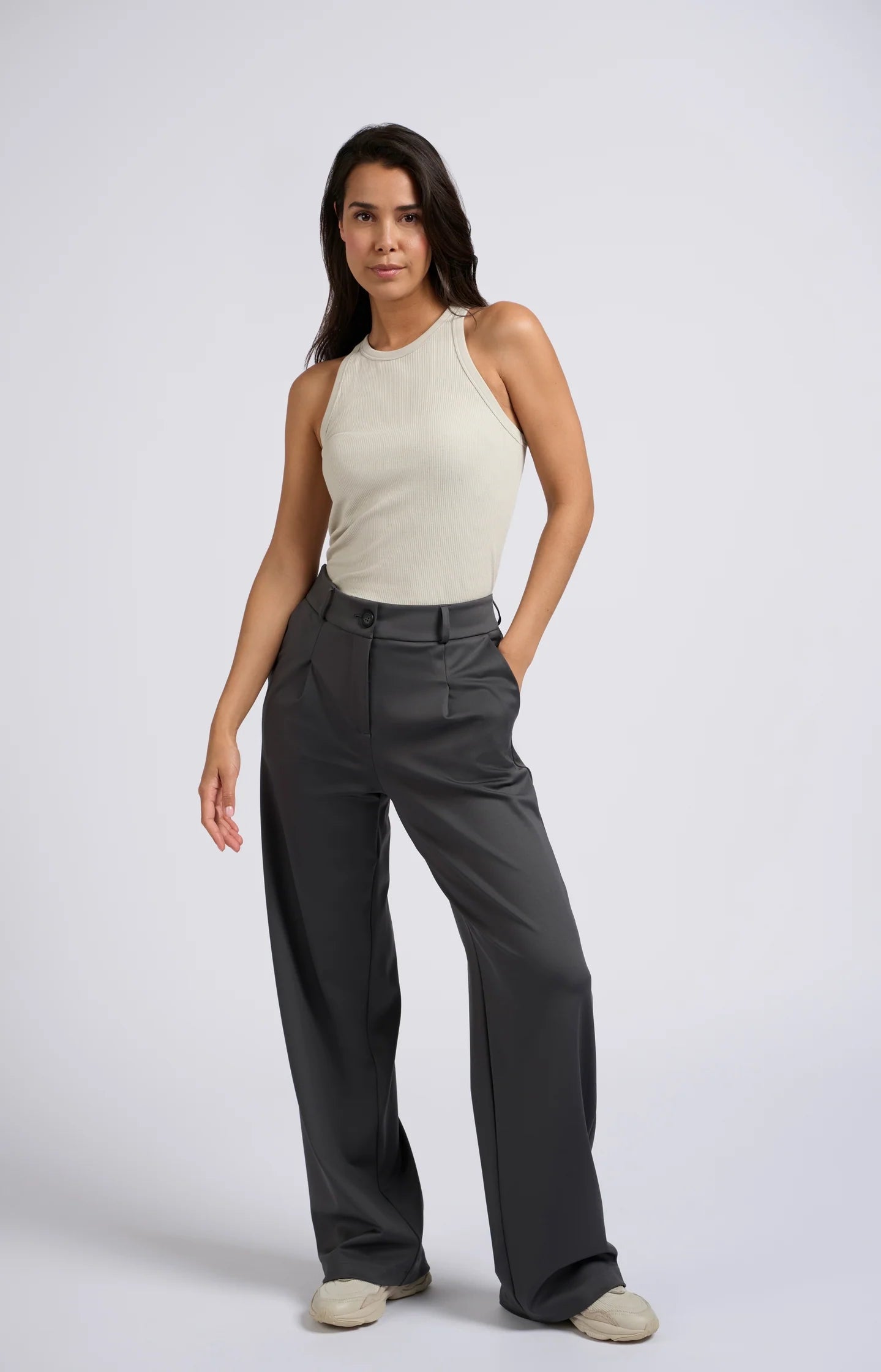 YAYA Jersey Wide Leg Trouser