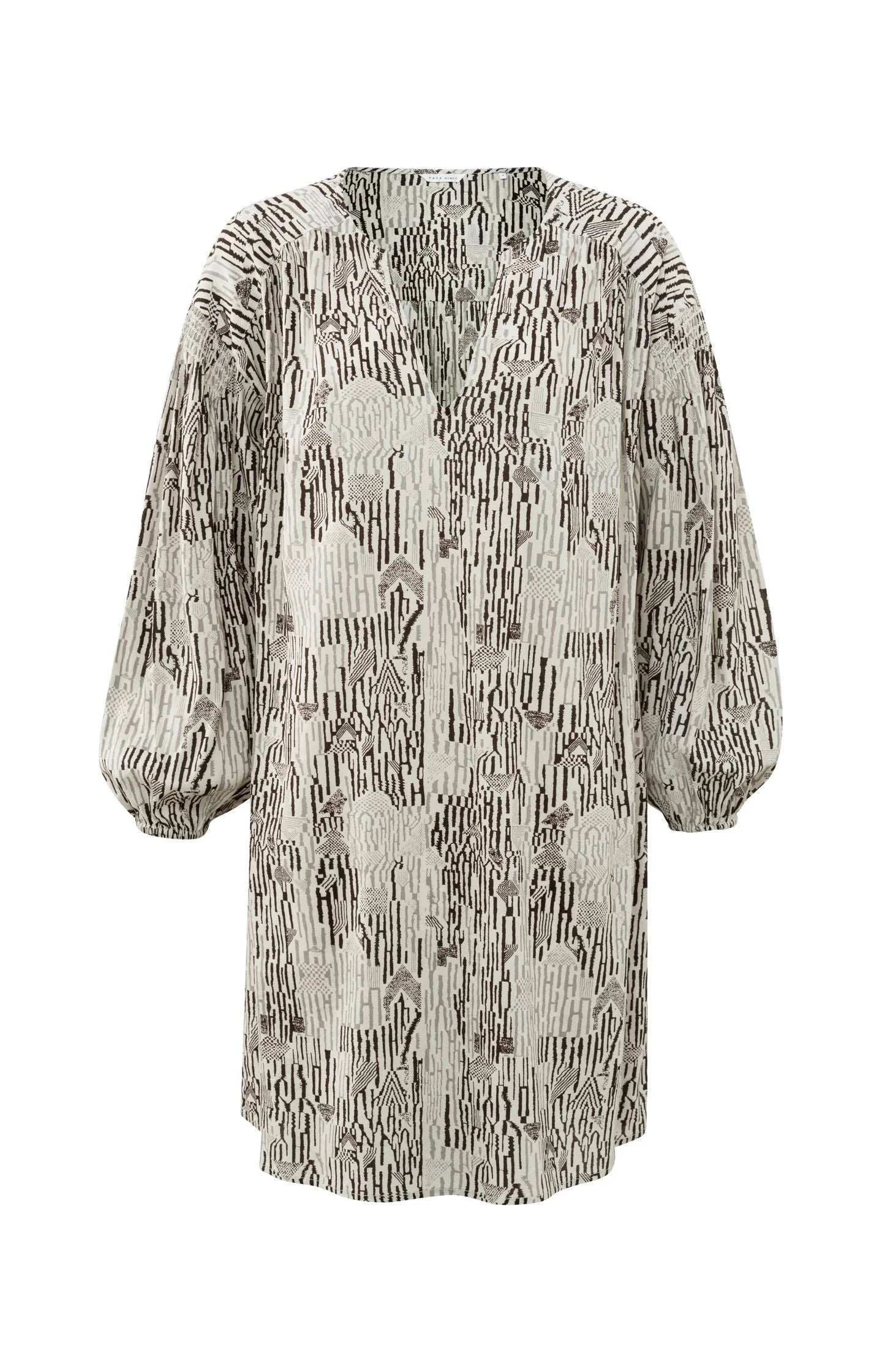 YAYA Print V-Neck Long Sleeve Dress