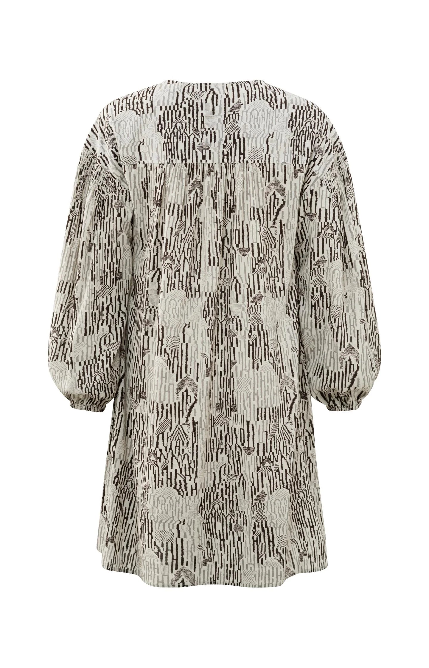 YAYA Print V-Neck Long Sleeve Dress