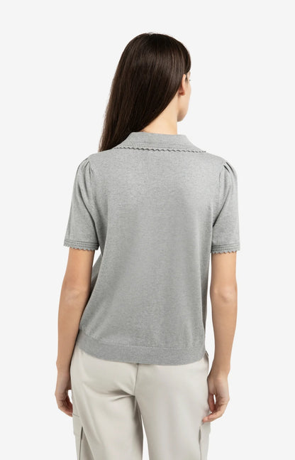 YAYA Short Sleeve Cardigan with Fancy Trim