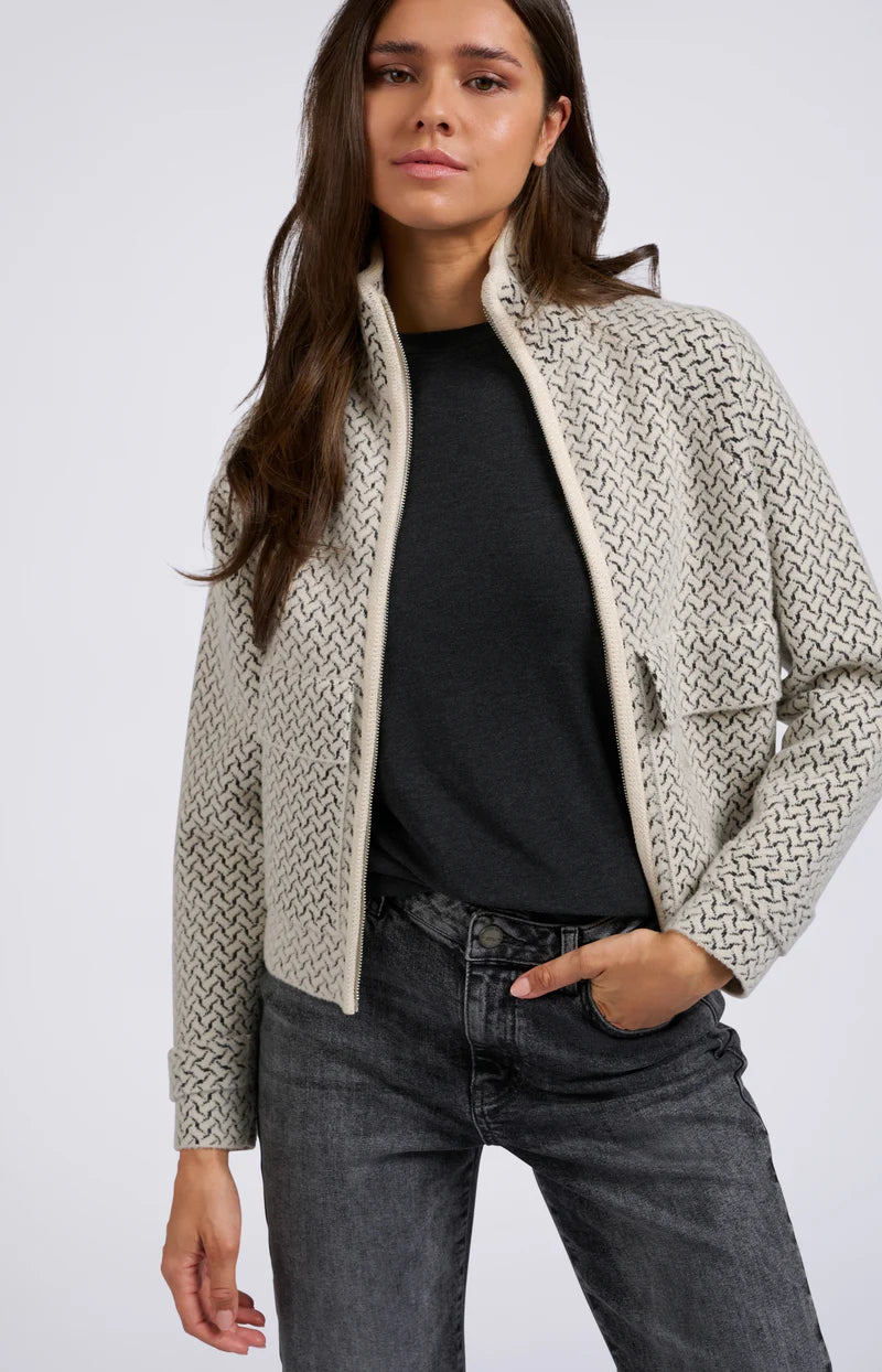 YAYA Knit Woven Print Jacket