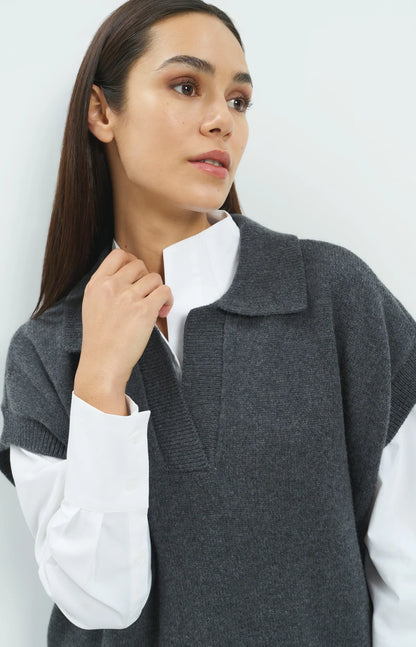 YAYA Knitted Spencer with Collar