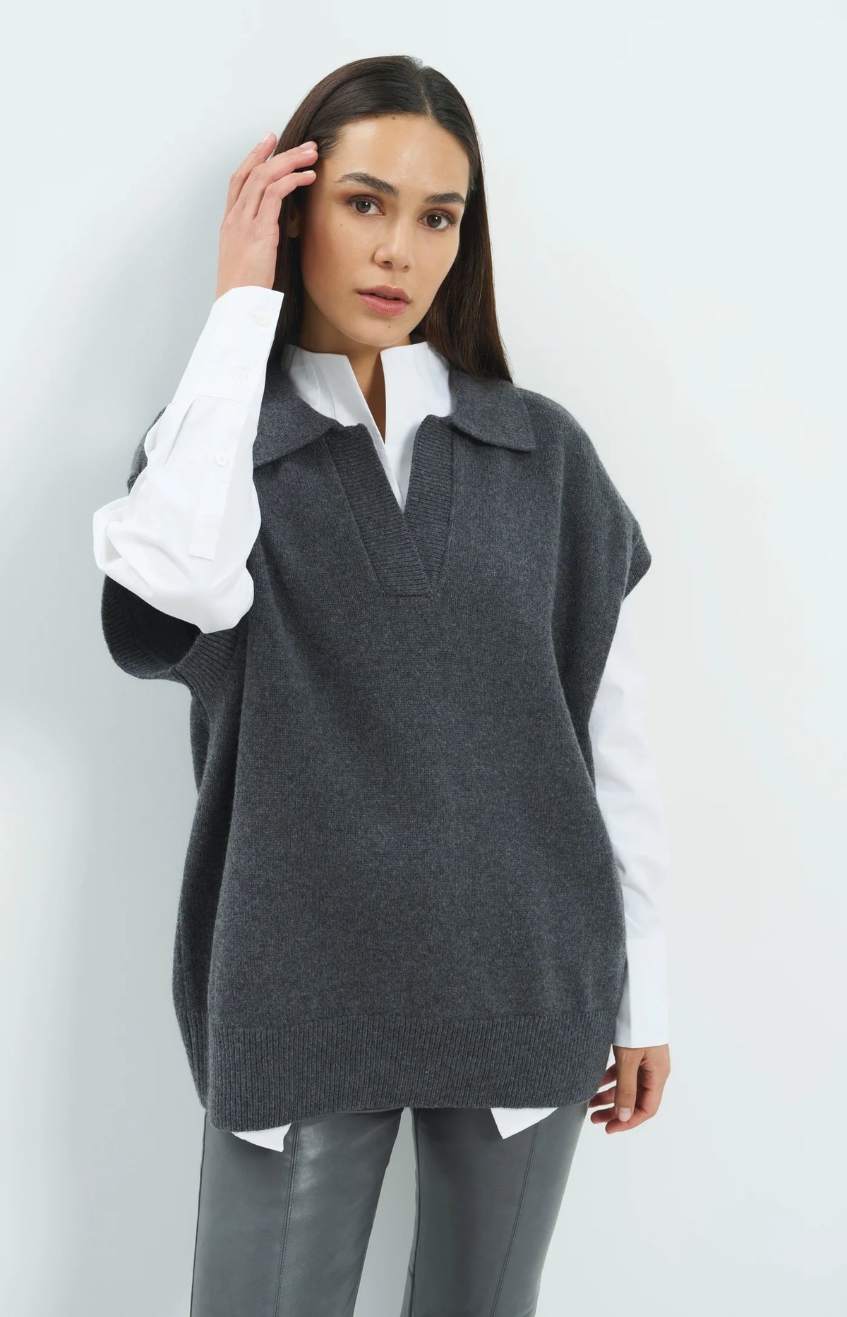 YAYA Knitted Spencer with Collar