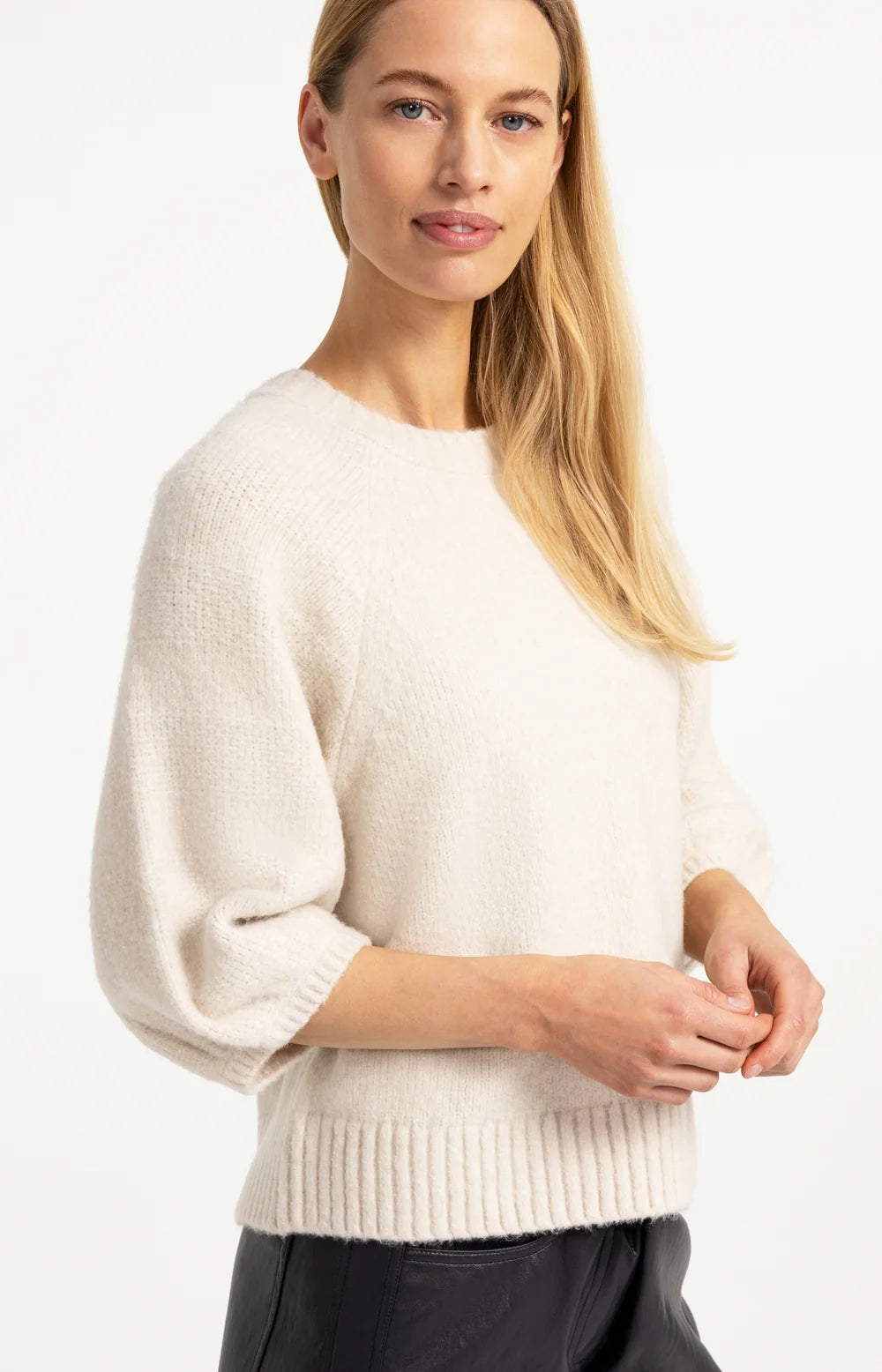 YAYA Sweater with Textured Sleeves