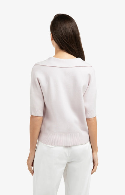 YAYA Collared Short Sleeve Sweater