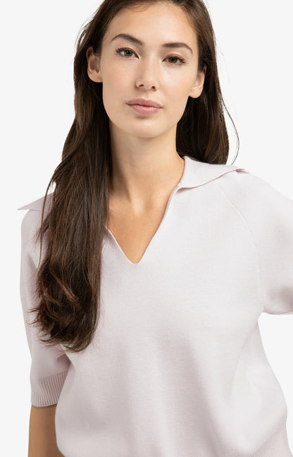 YAYA Collared Short Sleeve Sweater
