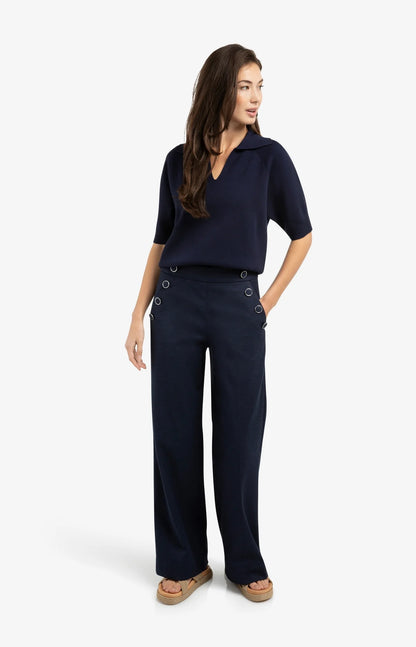 YAYA Collared Short Sleeve Sweater