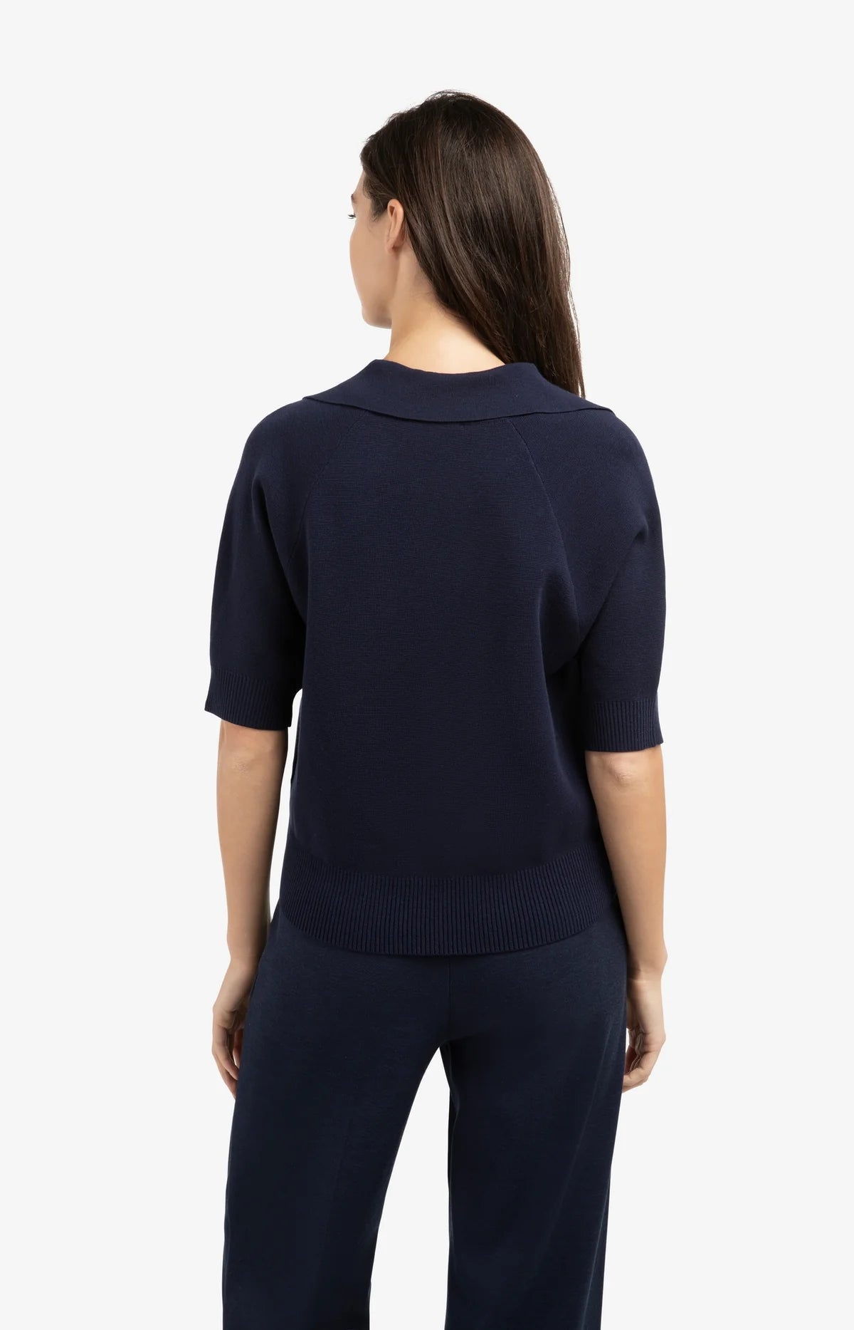 YAYA Collared Short Sleeve Sweater