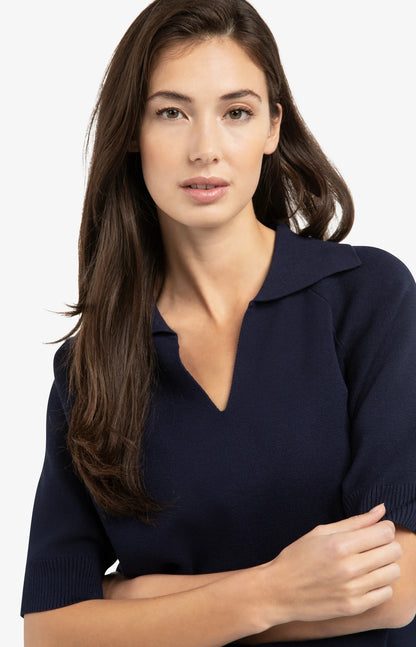 YAYA Collared Short Sleeve Sweater