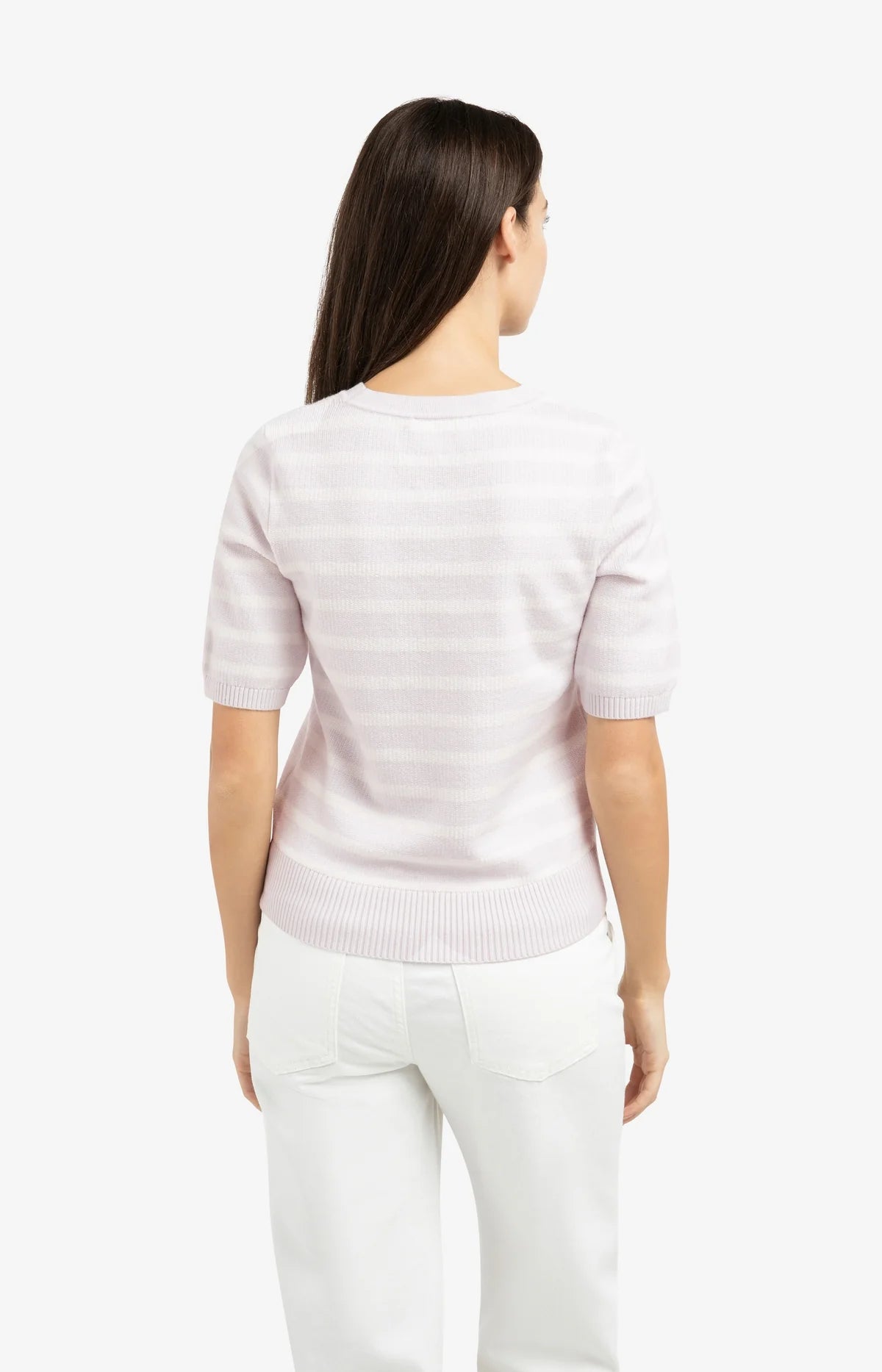 YAYA Textured Stripe Short Sleeve Top