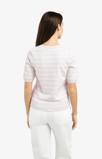 YAYA Textured Stripe Short Sleeve Top