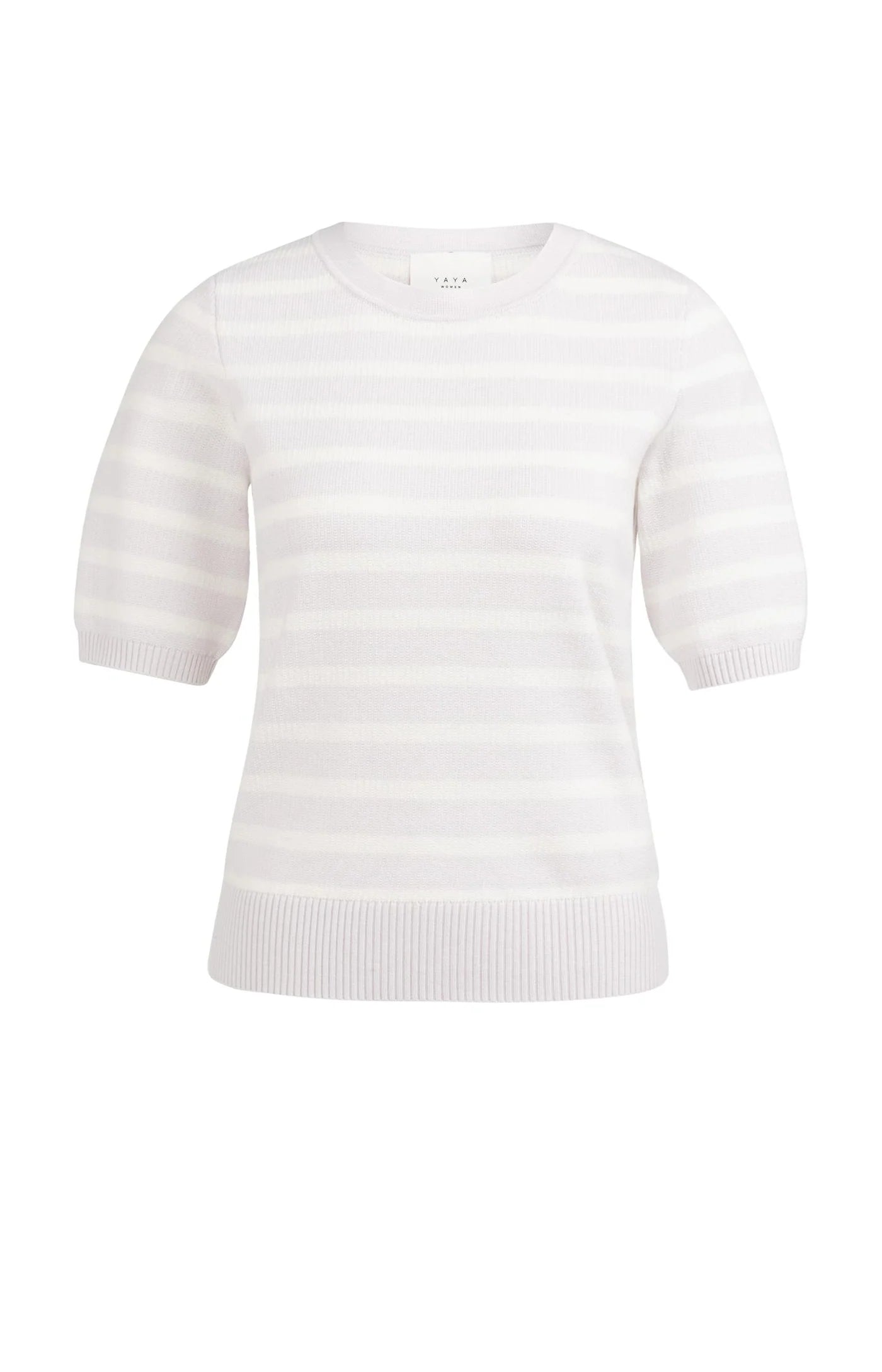 YAYA Textured Stripe Short Sleeve Top