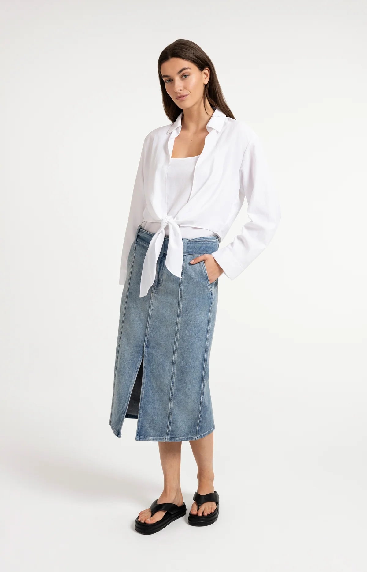 YAYA Twin Set Tie Blouse