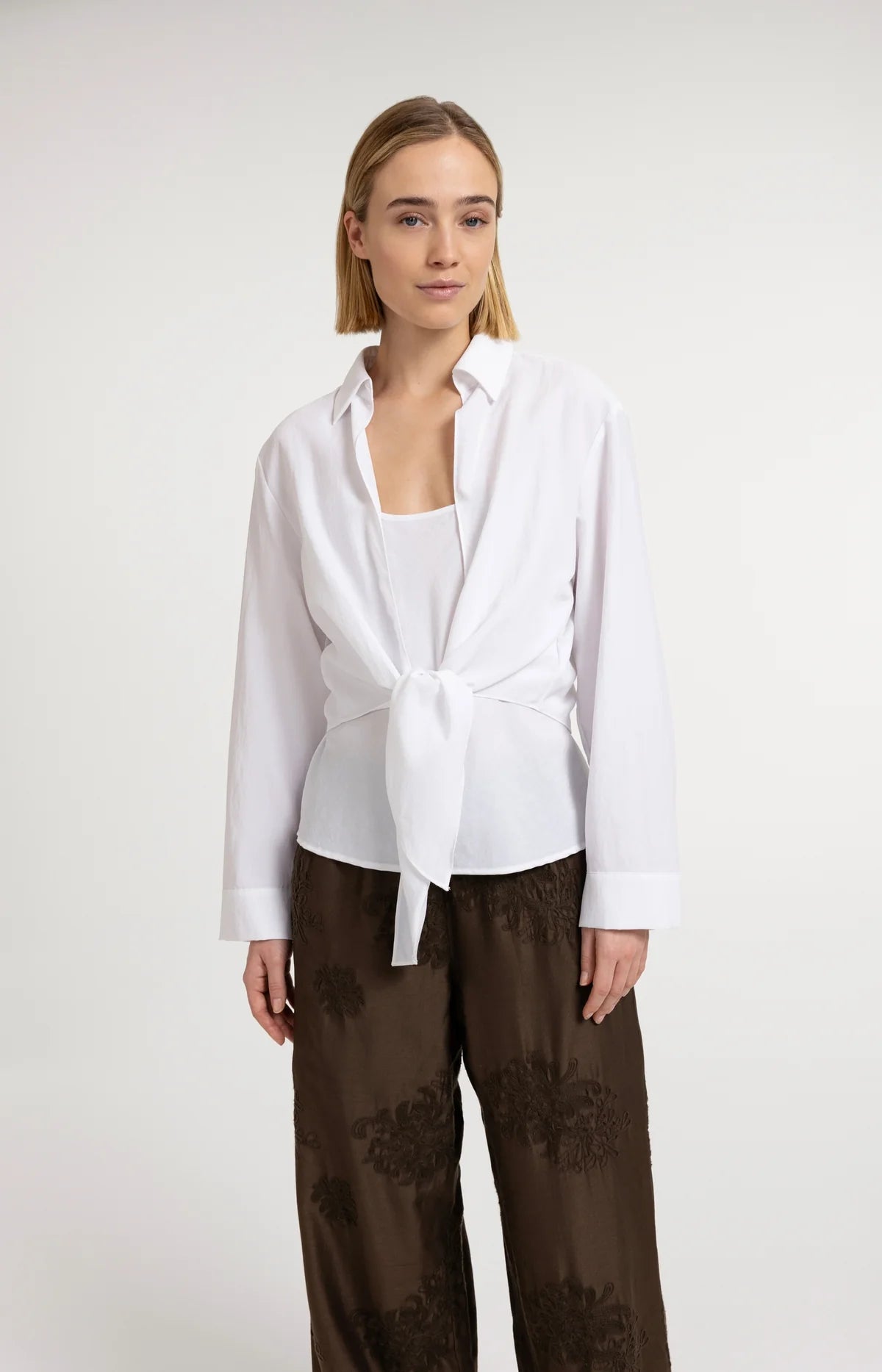 YAYA Twin Set Tie Blouse